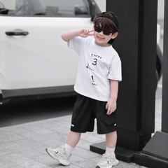 Set bộ thể thao Football cho bé trai áo tay ngắn họa tiết in chữ và số 10 kèm quần short size 9 tới 28kg BERNIE H1125B36