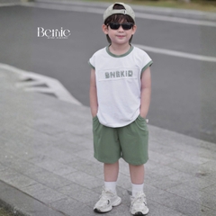 Set bộ cotton áo thun tanktop BNE KID kèm quần short cho bé trai đi chơi đi học size 9 đến 28kg BERNIE H0326B33
