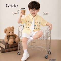 Set sơ mi 3CT Little Charm cho bé trai áo sơ mi và quần short kèm cà vạt rời size 9 tới 28kg BERNIE T0326B31