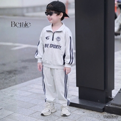 Set bộ thể thao bé trai áo hoodie tay dài cố phối dây kéo kèm quần dài BNE SPORTY 11 tới 28kg BERNIE T0526B17