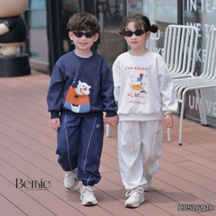 Quần dài nỉ thu đông phối viền phối màu thêu Cozy cho bé trai phong cách size 11 tới 28kg BERNIE H0526Q10
