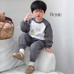 Set bộ thu đông phong cách Cool Dragon cho bé trai áo tay dài raplang kèm quần size 9 tới 26kg BERNIE H0426B21