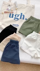 Quần sooc đùi linen kaki mềm bé trai bé gái unisex màu trắng nâu be BERNIE phong cách hàn quốc 7kg đến 30kg