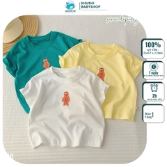 Áo phông cộc tay trơn cho bé trai bé gái unisex ngắn tay cotton màu trắng vàng 1 đến 7 tuổi BERNIE