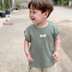 Áo thun tanktop ba lỗ sát nách cotton xược túi xòa cho bé trai 1 đến 7 tuổi BERNIE 23A057