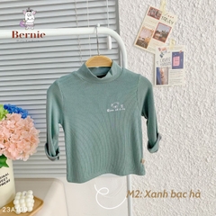 Áo phông cố lọ cao 3 phân dài tay basic cho bé trai bé gái thun cotton tăm 1 đến 7 tuổi BERNIE kids