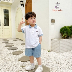 Đồ bộ ngắn tay polo cho bé trai áo thun polo kèm quần short thêu tên lửa BERNIE 0723B032