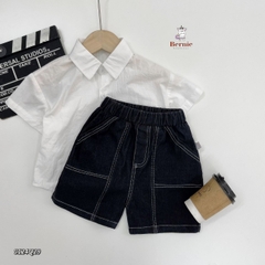 Quần short jean quần short lửng trần chỉ nổi cho bé trai phong cách size 1 tới 7 tuổi Bernie 0124Q29