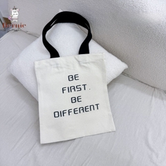 Túi tote vải đeo vai màu be đơn giản in chữ Bernie