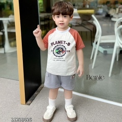 Set đồ bộ thun đi chơi cho bé trai zaclang funny ô tô in chữ áo thun kèm quần ngắn chi bé 1 đến 7 tuổi BERNIE 1123B026