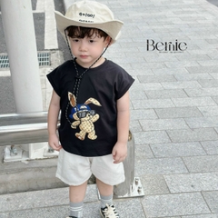 Áo thun ba lỗ sát nách dáng tank top hàn quốc in thỏ cho bé trai bé gái từ 1 đến 7t BERNIE 0324A15