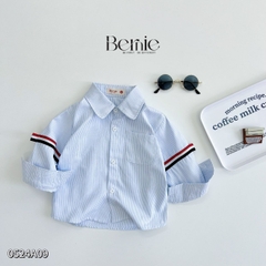 Áo sơ mi tay dài phối viền tay áo cho bé trai đi chơi đi tiệc sành điệu 1 đến 7 tuổi BERNIE 0524A09
