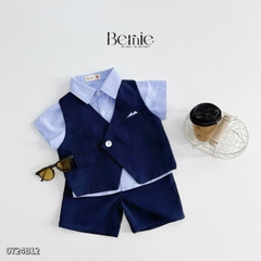 Set vest gile ngắn tay công tử hàn quốc túi khăn cho bé trai thôi nôi sinh nhật đi tiệc 1đến 7 tuổi BERNIE 0424B32