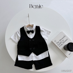 Set vest gile sơ mi ngắn tay cho bé trai phong cách Hàn Quốc cho bé mặc sinh nhật, thôi nôi đi tiệc BERNIE 0624B07 (Size 1-7 tuổi)