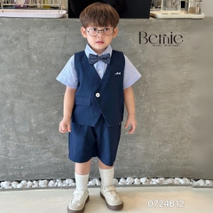 Set vest gile ngắn tay công tử hàn quốc túi khăn cho bé trai thôi nôi sinh nhật đi tiệc 1đến 7 tuổi BERNIE 0424B32