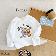 Áo thun cotton tay dài họa tiết mèo và chuột dễ thương cho bé trai bé gái 1đến 7 tuổi BERNIE 0524A37