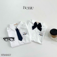 Set đồ sơ mi ngắn tay đồng phục đôi cho bé trai bé gái kèm cà vạt nơ đi học đi chơi 11 tới 28kg BERNIE 0724B41G