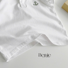 Áo thun tay raplang màu trắng chất cotton cho bé trai bé gái đi học đi chơi 1 tới 7t BERNIE 0624A03