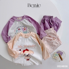Set bộ thun dài thu đông cotton họa tiết hoạt hình cho bé gái đi chơi đi học 1 đến 7 tuổi BERNIE 0524B38