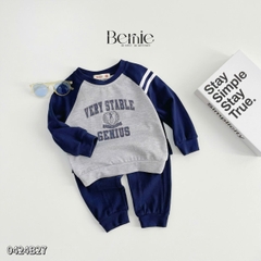 Set bộ thun dài tay raplang cotton da cá họa tiết in chữ thể thao cho bé trai 1 đến 7 tuổi BERNIE 0424B27