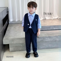 Set vest dài gile áo sơ mi túi khăn công tử lịch lãm bé trai thôi nôi sinh nhật 1 đến 7 tuổi BERNIE 0824b06