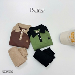 Set bộ thun polo dài tay raplang chất polo cá sấu họa tiết thêu cho bé trai 1 đến 7 tuổi BERNIE 0724B30