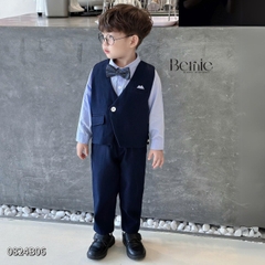 Set vest dài gile áo sơ mi túi khăn công tử lịch lãm bé trai thôi nôi sinh nhật 1 đến 7 tuổi BERNIE 0824b06