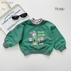 Áo sweater tay dài họa tiết in hình thỏ và vịt dễ thương cho bé trai bé gái 1đến 7tuổi BERNIE0724A21