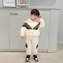 Set bộ gió dài tay thể thao sơ mi phối màu phong cách hàn quốc cho bé trai size 1 đến 7 tuổi BERNIE 0624B26