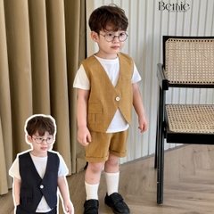 Set bộ vest gile công tử ngắn tay 3 chi tiết phong cách hàn quốc cho bé trai 1 đến 7 tuổi BERNIE 0724B17