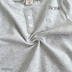 Set bộ thun cotton dài tay cho bé trai màu trơn basic hàn quốc thêu mỏ neo 1 đến 7 tuổi BERNIE 0523B013