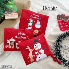 Áo noel màu đỏ áo phông dài tay giáng sinh cho bé trai bé gái 1 đến 7 tuổi BERNIE 0824A13