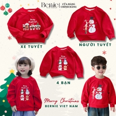 Áo noel màu đỏ áo phông dài tay giáng sinh cho bé trai bé gái 1 đến 7 tuổi BERNIE 0824A13