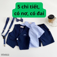 Set vest gile ngắn tay công tử hàn quốc túi khăn cho bé trai thôi nôi sinh nhật đi tiệc 1đến 7 tuổi BERNIE 0424B32
