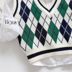 Áo khoác gile len họa tiết quả trám phong cách hàn quốc cho bé trai bé gái size 1 đến 7T BERNIE 24A0019