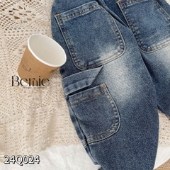 Quần dài quần denim túi hộp phong cách cho bé trai phong cách sành điệu 1 đến 7 tuổi BERNIE 24Q024