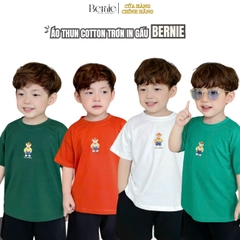 áo phông ngắn tay trơn cho bé trai bé gái, áo thun ngắn tay cotton màu trắng vàng xanh đen cam 1 đến 6 tuổi BERNIE 0424A11