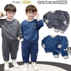 Set dài bé trai thể thao tay dài phối màu chất da cá họa tiết thêu gấu size 1 đến 7 tuổi BERNIE H1124B07