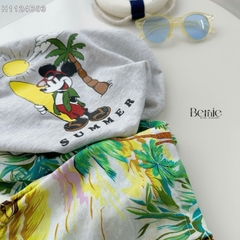 Set bộ thun tay ngắn set đi biển họa tiết Snoopy cho bé trai áo thun cotton quần đũi mềm mại size 1 đến 7 tuổi BERNIE 0124B43