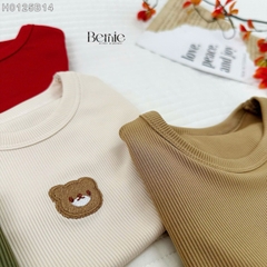 Đồ bộ unisex tay ngắn chất thun tăm cho bé trai bé gái họa tiết thêu gấu size từ 9 đến 24kg BERNIE H0125B14