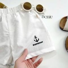 Set sơ mi đũi unisex bé trai bé gái đi biển họa tiết đi biển lá nổi bật size 1 đến 7 tuổi BERNIE 0124B39