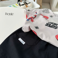 Set bộ siêu nhân Super hero tay ngắn cho bé trai kèm quần short size 9 tới 28kg  BERNIE H1124B40