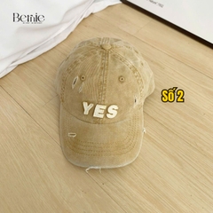 Mũ lưỡi trai unisex cho bé trai bé gái chất jean loang đính chữ Yes phong cách Hàn quốc 49-53cm bé 2 đến 6 tuổi BERNIE 
