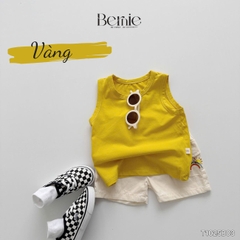 et đồ đi chơi bé trai sành điệu đi biển phong cách hàn quốc áo thun ba lỗ trơn kèm quần kaki phối túi thêu cầu vồng 1 đến 7 tuổi BERNIE T0125B03
