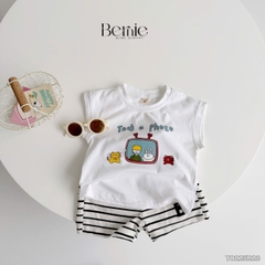 Set bộ tanktop bé trai áo thun ba lỗ in họa tiết kèm quần short kẻ sọc 1 đến 7 tuổi BERNIE T0225B28