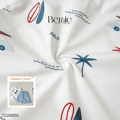  Set bộ polo tay ngắn cho bé trai họa tiết biển xanh kèm quần short size 1 đến 7 tuổi BERNIE T1124B58
