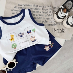 Set bộ ba lỗ cho bé trai áo thun ba lỗ in họa tiết kèm quần thun cotton 4 chiều 1 đến 7 tuổi BERNIE T0225B29