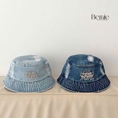 Mũ tai bèo jean thêu chữ  cho bé trai bé gái phong cách hàn quốc dễ thương size 4 đến 8 tuổi Bernie HL346