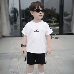 Đồ bộ cộc cho bé trai dáng thể thao viền sọc họa tiết khủng long cho bé từ 9 đến 24kg BERNIE T0225B06