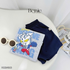 Set bộ cộc tay thun cotton cho bé trai siêu nhân điện quang và quần short  1 đến 7 tuổi BERNIE KIDS H1224B13